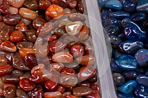 Collection of beautiful precious stones against white background. . Natural semi-precious ornamental stones