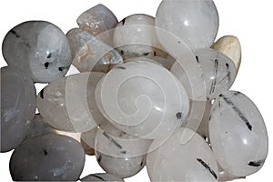 Collection of beautiful precious stones against white background. . Natural semi-precious ornamental stones