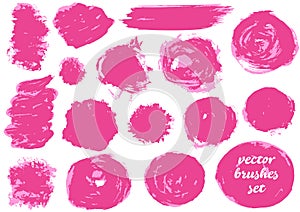 Collection of bicolor paint, ink brush strokes, brushes, lines, grungy