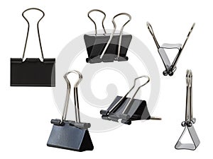 Collection of Binder Clips, Isolated