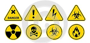 Collection biohazard, radiation, and toxic symbol. Warning about the danger and drawing people's attention to the fact