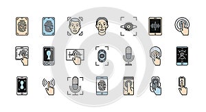 Collection of biometric authentication icons