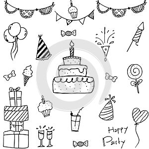 Collection bithday doodle vector art