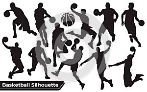 Collection of Black Basketball Player Silhouettes