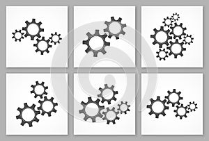 Collection of black gears business illustration a