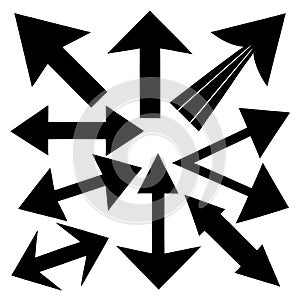 Collection of Black Hand Drawn Arrow Silhouettes on White Background 1
