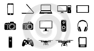 Technology Icons Set: Black Silhouettes