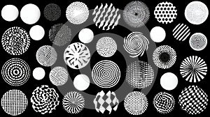Collection of black and white circle patterns