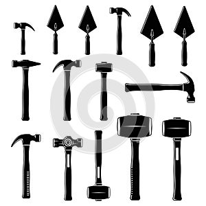 Construction Tools Black and White Vector Set