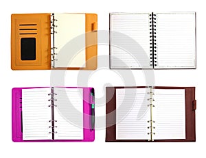 Collection of blank binder notebook isolated