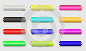 Collection of blank colorful buttons for website interface. Vector illustration