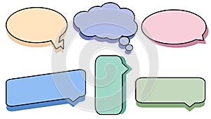 collection of blank colorful speech bubble, conversation box, chatbox, message box, cloud bubble