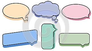 collection of blank colorful speech bubble, conversation box, chatbox, message box, cloud bubble photo