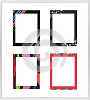 Collection blank photo frame design icon. Four blank photo frmae