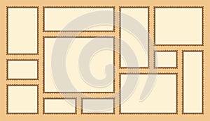 Collection of Blank Postal Stamp Collage Frames