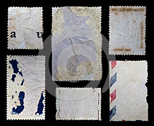 collection of blank vintage postage stamps