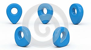 Collection of Blue 3D Map Location Pointers in Various Angles marker