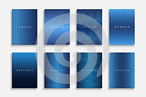 Collection of blue halftone covers, templates, backgrounds, placards, brochures, banners, flyers and etc Abstract