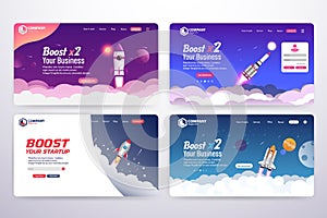 Collection of Boost Business Website Landing Page Vector Template