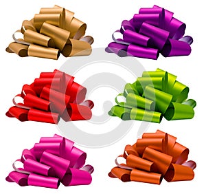 Collection of bow, isolated on white, side view