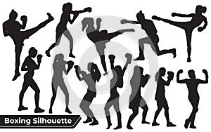 Collection of Boxing Woman Silhouette