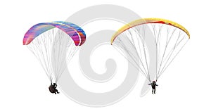 Collection Bright colorful parachute on white background, isolated