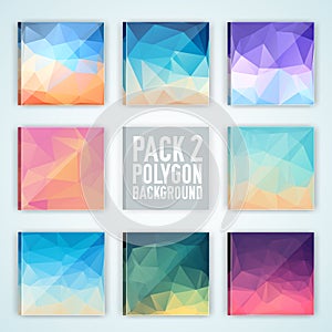 Collection bright colors set polygonal backgrounds