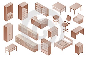 Collection of brown monochrome furniture,