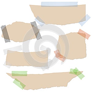 Collection - brown scraps of paper with tape