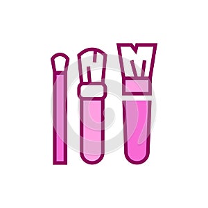 Collection brushes icon. Professional facial make up vector illustration. Editable stroke.