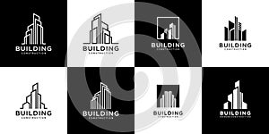 Collection of building architecture sets, real estate logo design symbols