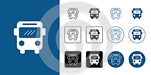 Bus Icons with Various Designs and Styles