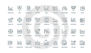collection business analytics dashboard line icons data visualization performance tracking tools, Drilldown analysis range Cohort