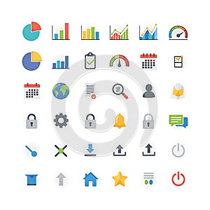 Collection of Business Data Analytics Icons in Flat Design