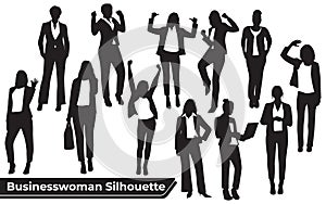 Collection of Business Woman Silhouettes in different poses