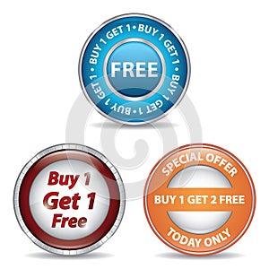 collection of buy one get one free labels. Vector illustration decorative design