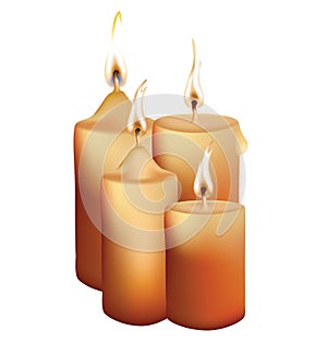 Collection of candles with different shape and flame