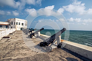 A collection of cannons in cape coast castle Ghana