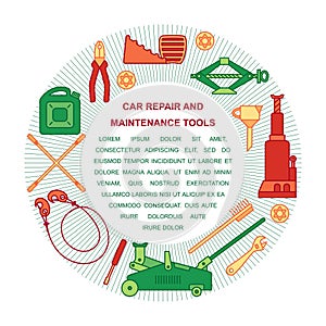Collection of car repair and maintenance tools.