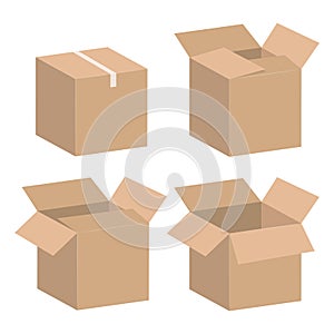 collection of cardboard boxes isolated illustration
