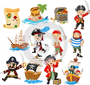 Collection of cartoon pirate