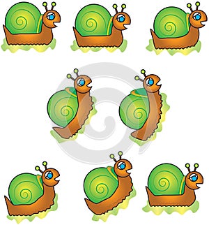 Collection Of Cartoon Vector Snails