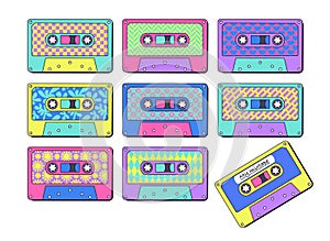 Collection of Cassette Tapes Graphic Illustration