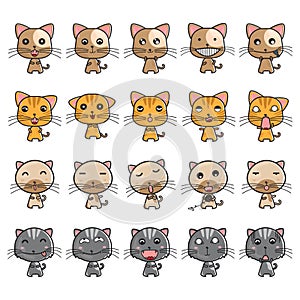collection of cat expressions. Vector illustration decorative design