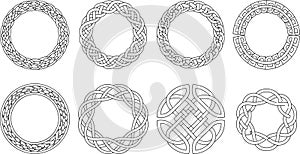 Collection of Celtic Knot Circular Frames and Borders on White Background