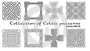 Collection of Celtic patterns on a white background. Isolated. A set of eight patterns