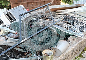 Collection center with many pieces of old rusted iron