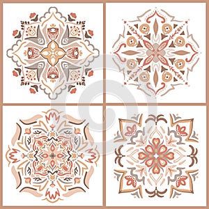 Collection of ceramic tiles in turkish style. Seamless colorful patchwork from Azulejo tiles. Portuguese and Spain decor