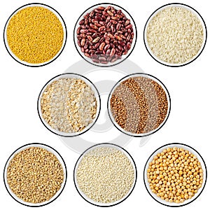 Collection of cereals and legumes photo