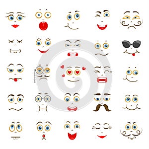 A collection of characters with different facial expressions and emotions. Vector.